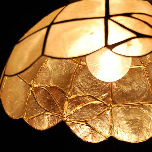 送料無料】カピスシェルのペンダントライト アジアン ランプシェード