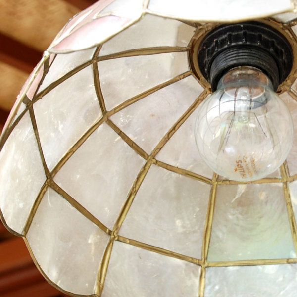 送料無料】カピスシェルのペンダントライト アジアン ランプシェード