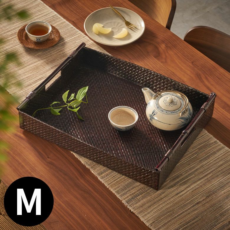 トレイ サービストレイ お盆トレイ パンダンで編まれたバンブー