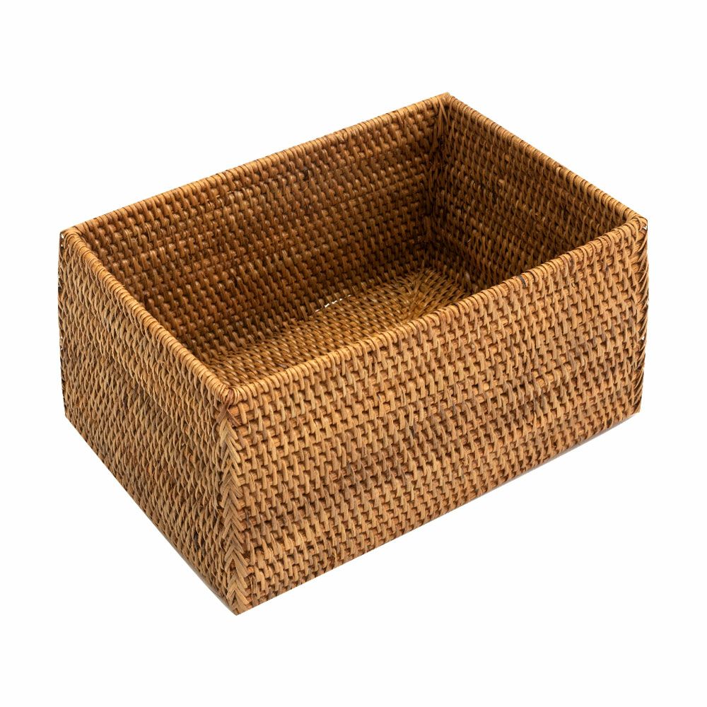 ラタンで編まれた四角い収納ボックス 長方形[10683]【バリ雑貨 アジア