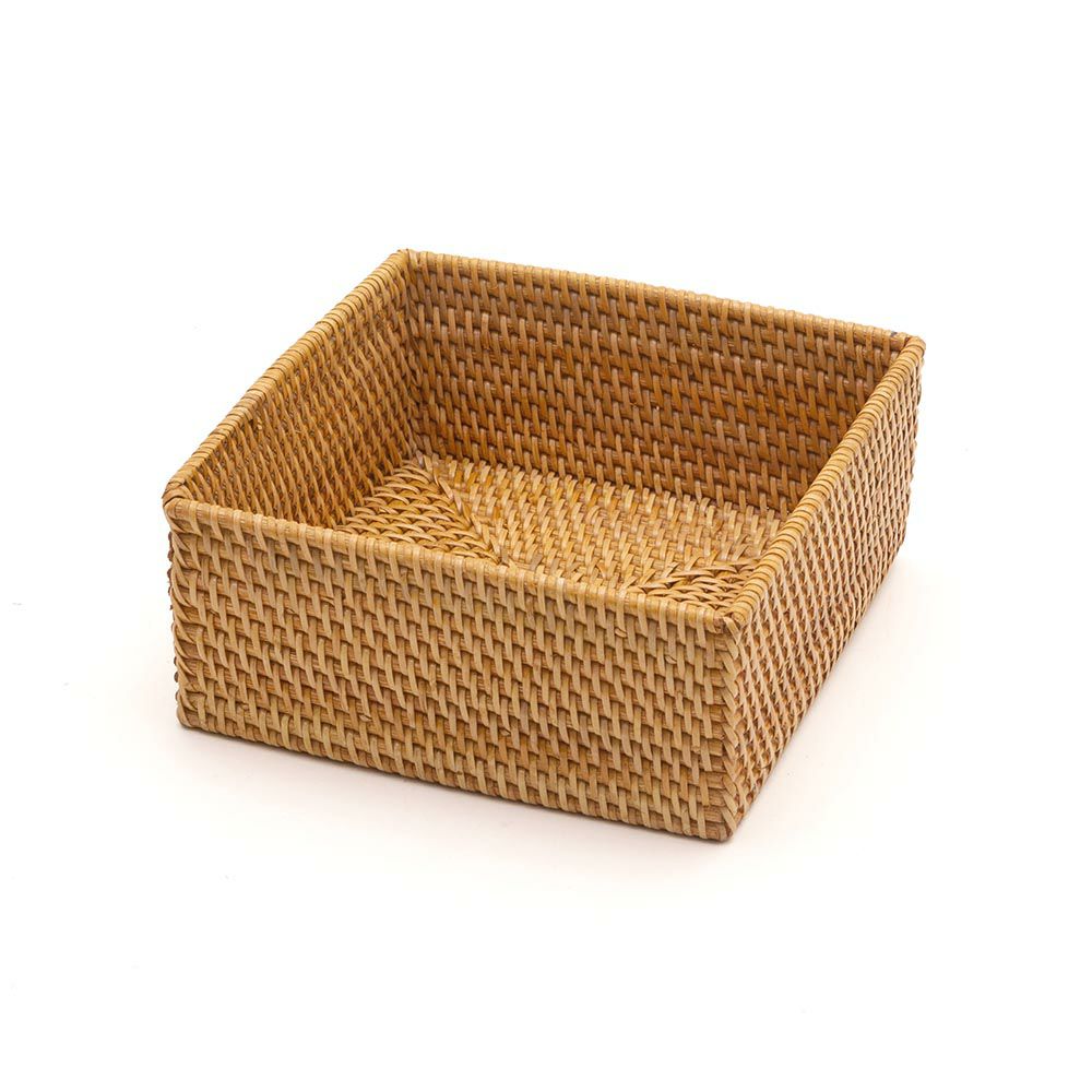 ラタンで編まれた四角い収納ボックス 正方形[10684]【バリ雑貨 アジア