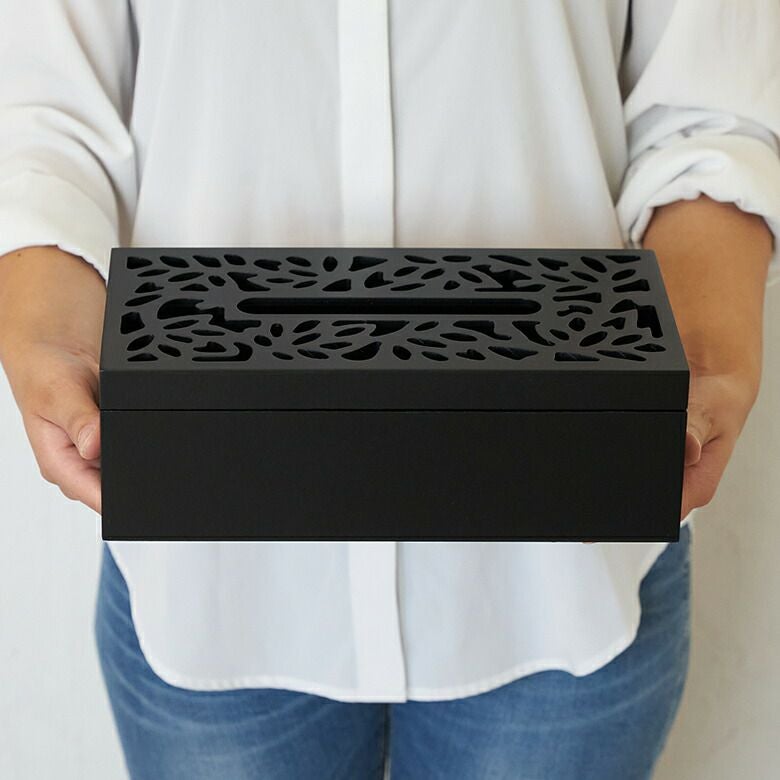 ロータスをモチーフにした彫刻アートのティッシュケース MULIA ムリア