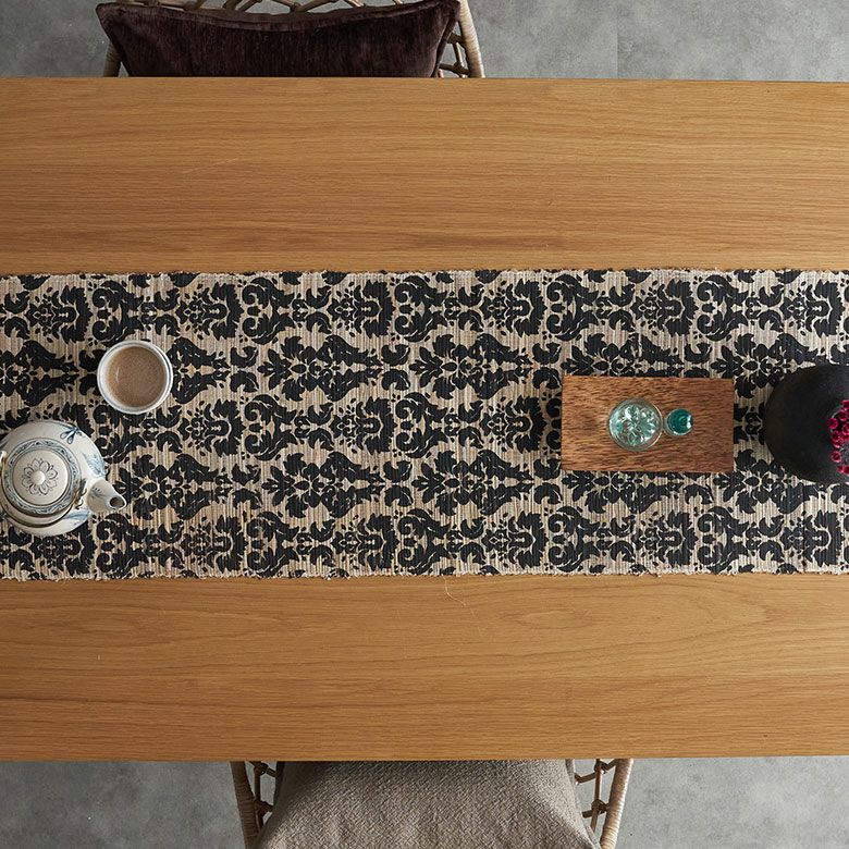 テーブルランナー テーブルクロス アラベスク模様 天然素材 ウォーター