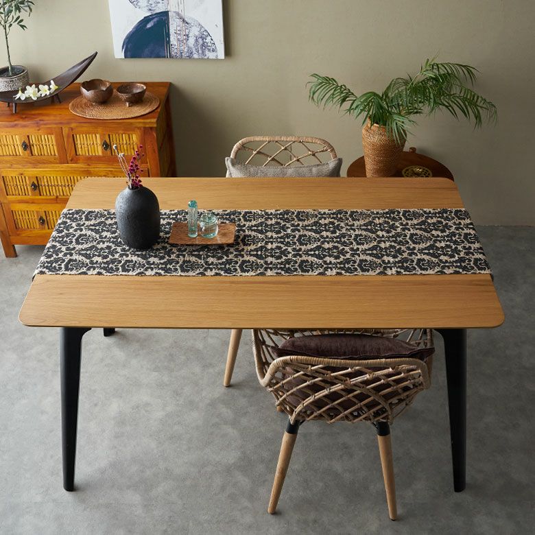 テーブルランナー テーブルクロス アラベスク模様 天然素材 ウォーター