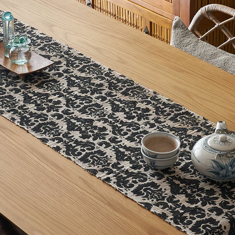 テーブルランナー テーブルクロス アラベスク模様 天然素材 ウォーター