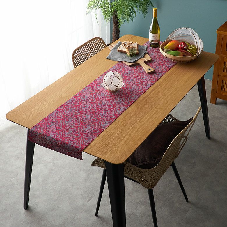 テーブルランナー テーブルクロス アラベスク模様 天然素材 ウォーター