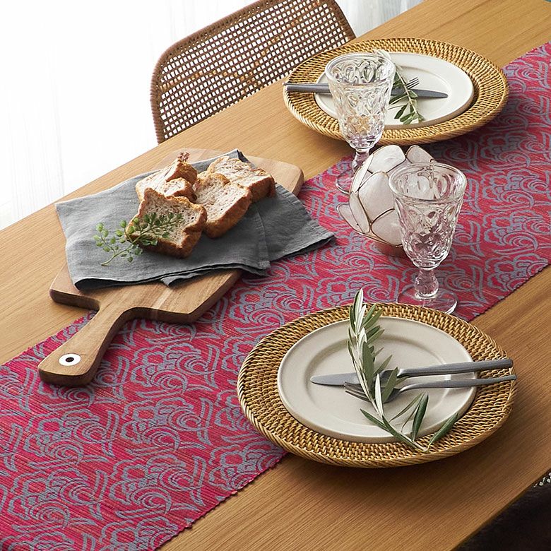 テーブルランナー テーブルクロス アラベスク模様 天然素材 ウォーター