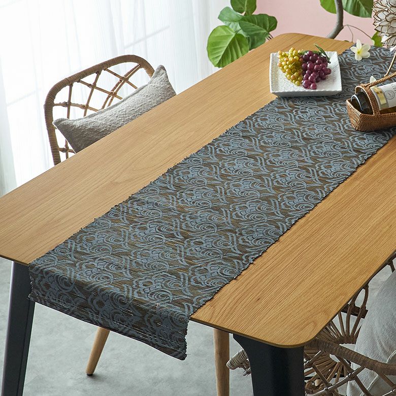 テーブルランナー テーブルクロス アラベスク模様 天然素材 ウォーター