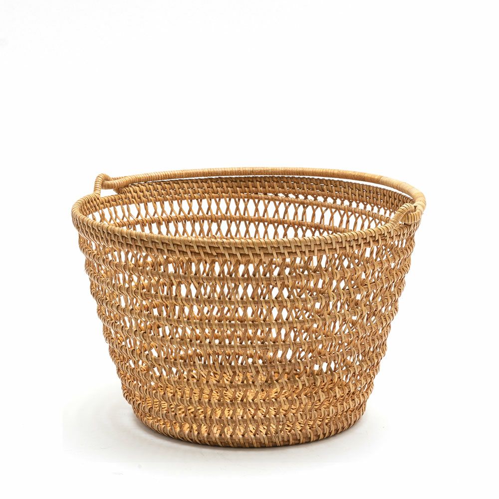 ラタンで編まれたバケツ型バスケット[10923]【バリ 雑貨 アジア雑貨