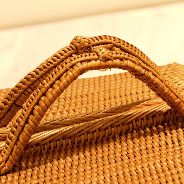 アタで編まれたコスメバッグ ハイタイプ かばん レディースバック カゴ