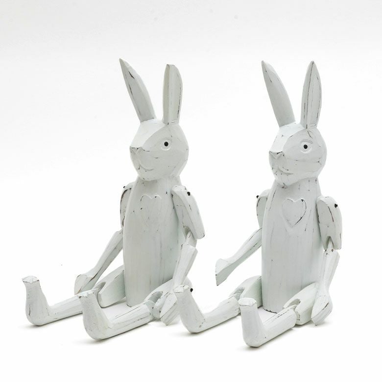 手足が動かせる木彫りのパペット人形 ウサギ バリ島のうさぎ 兎