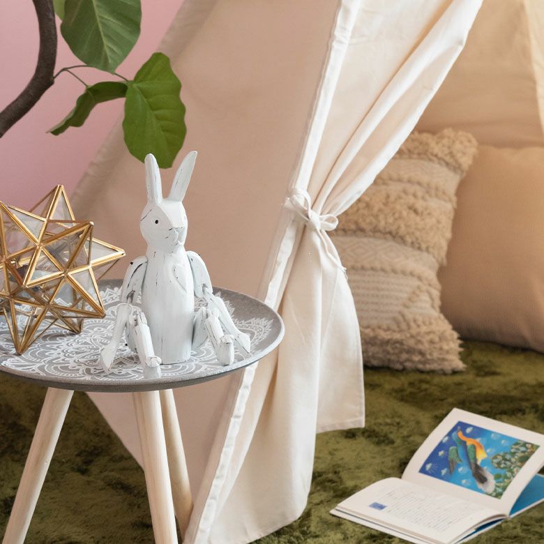 手足が動かせる木彫りのパペット人形 ウサギ バリ島のうさぎ 兎