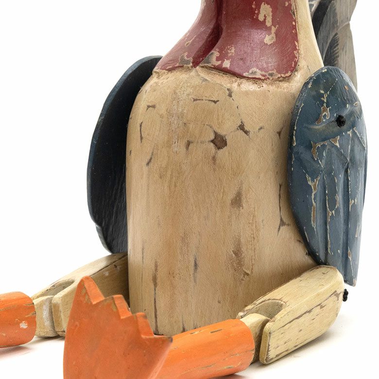 手足が動かせる木彫りのパペット人形 ニワトリ バリ島のにわとり