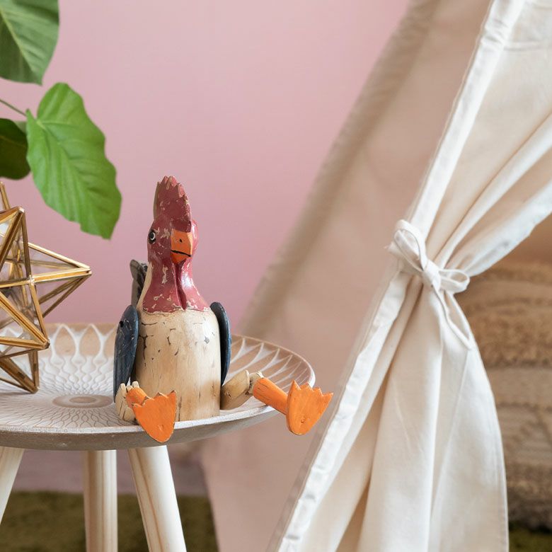 手足が動かせる木彫りのパペット人形 ニワトリ バリ島のにわとり