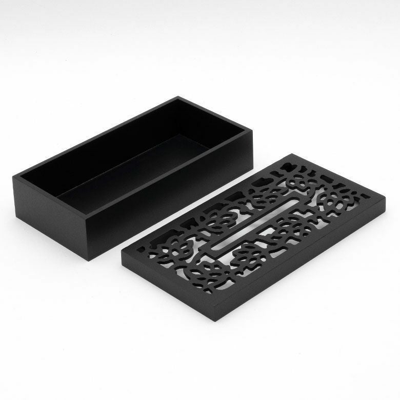 ティッシュケース ティッシュボックス スリム 木彫り ロータス