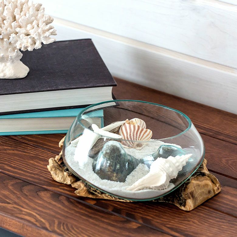 ガラスと流木のプランターオブジェ Sサイズ(12160)【花瓶 花器 花入れ