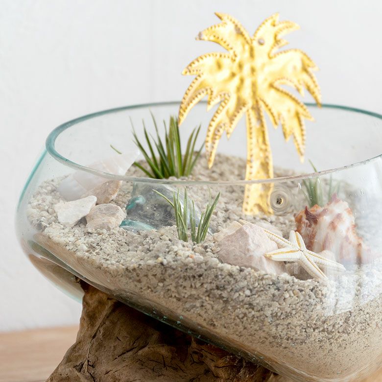 ガラスと流木のプランターオブジェ Sサイズ(12160)【花瓶 花器 花入れ