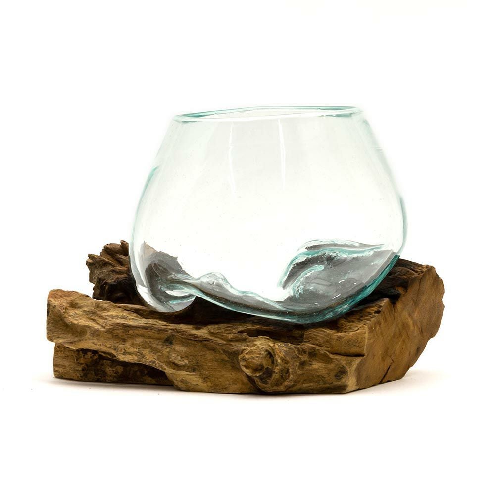 ガラスと流木のプランターオブジェ Sサイズ(12160)【花瓶 花器 花入れ