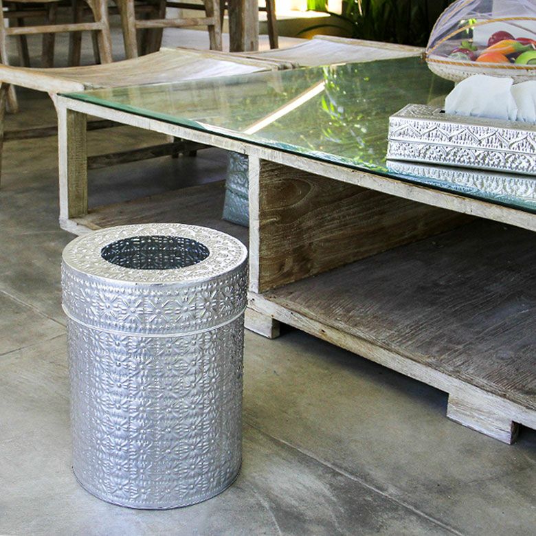 アルミ製インナー付きゴミ箱 ラウンド型[シルバー][11931-sv