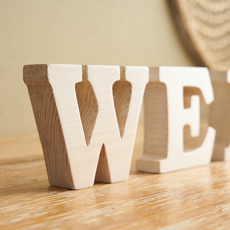 木彫りの数字オブジェ 0-9 ブラウン アイボリー インテリア 置き物