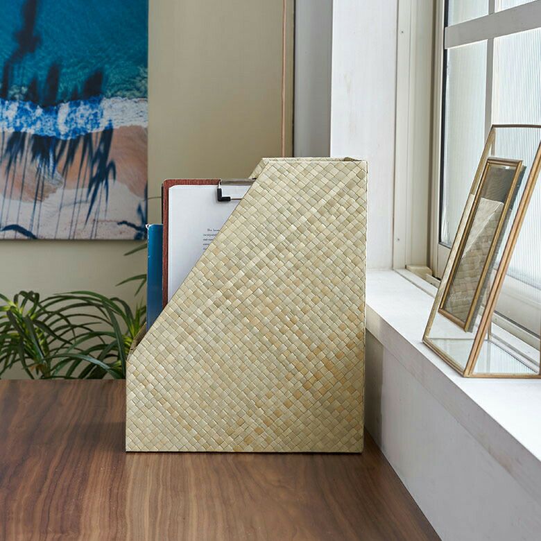 パンダンで出来たブックスタンドボックス 2色展開 A4縦型 間仕切りなし