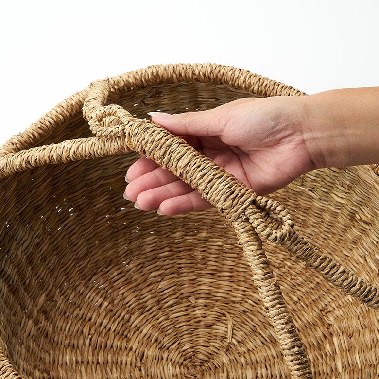 バスケット シーグラス 持ち手付き Lサイズ 約 W 40cm D 40cm H 22cm