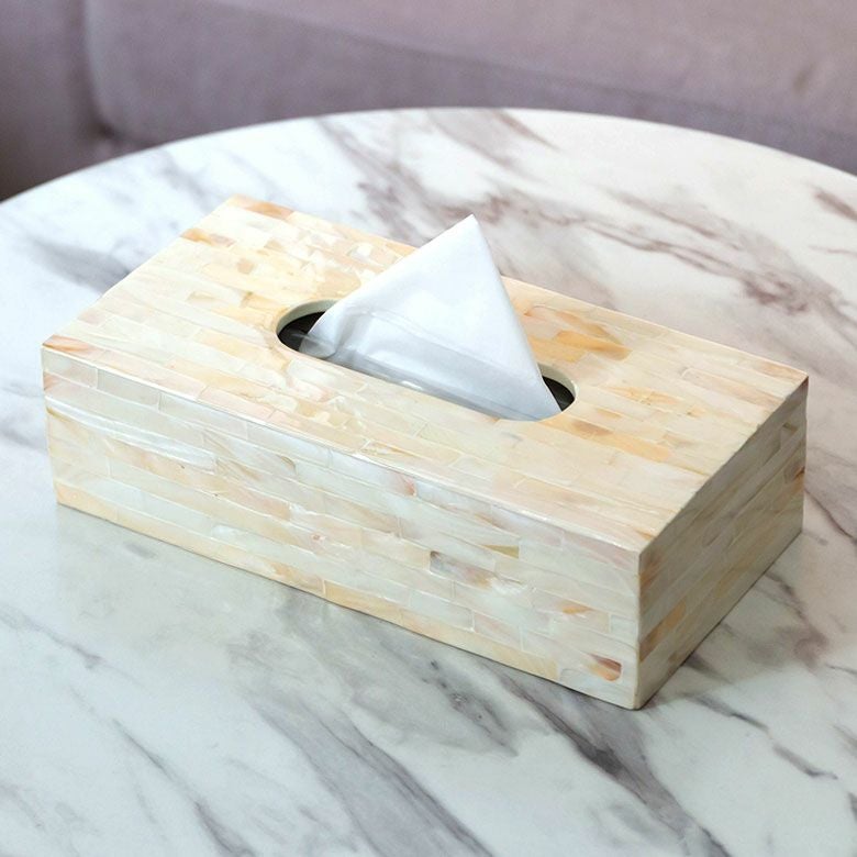 リボンストラップのアタ製 アジアン ティッシュケースカバー