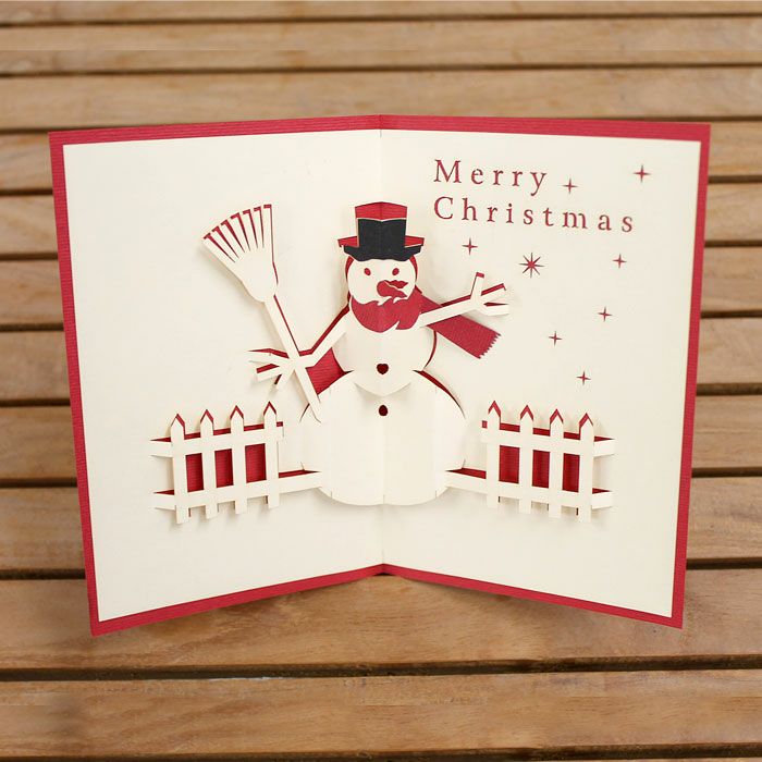 ポップアップクリスマスカード 雪だるま メリークリスマス Merry
