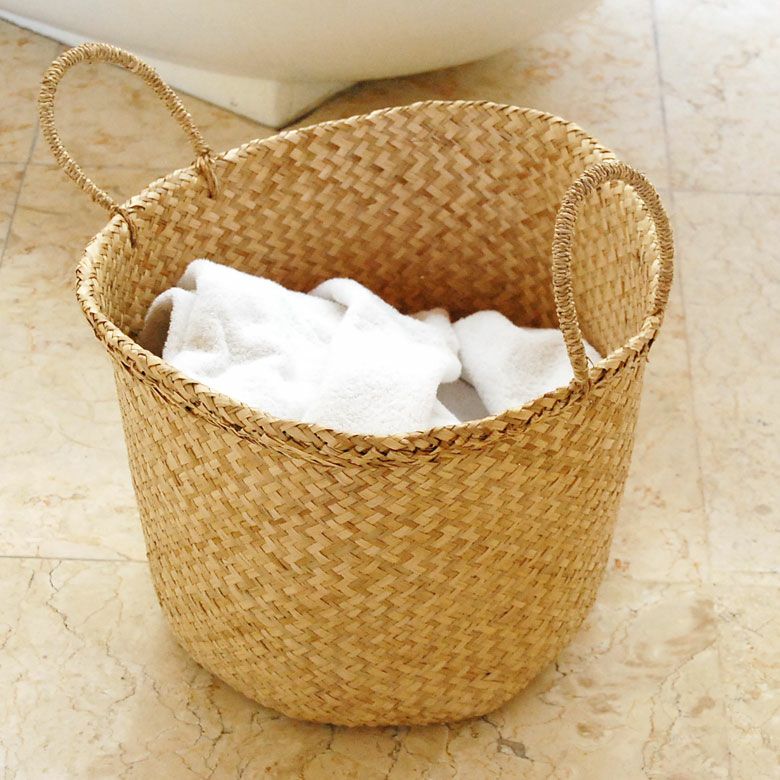 バスケット かごバスケット シーグラス製 収納 ランドリー かご ...