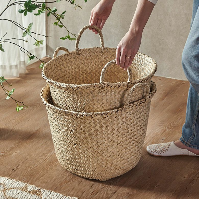 バスケット かごバスケット シーグラス製 収納 ランドリー かご カゴ