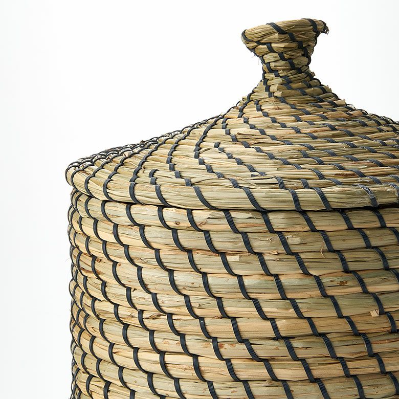アジアン バリ島 シーグラス 3点セット バスケット かご 収納 家具 リゾート バスケット ふた付き かごバスケット ポット シーグラス 3点セット