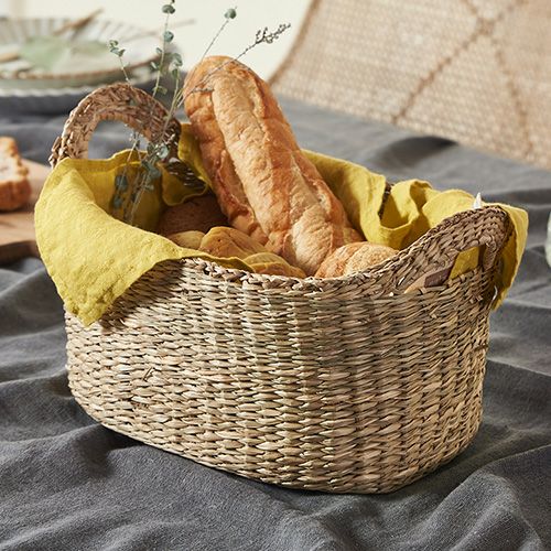 かご バスケット 洗える 白樺風 籠 持ち手付き ポリエチレン製 浅形