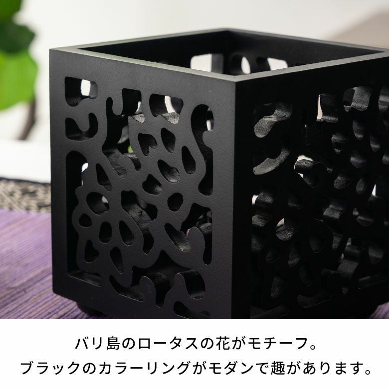 ロータスモチーフのアートパネルランプ MULIA ムリア 木彫りランプ