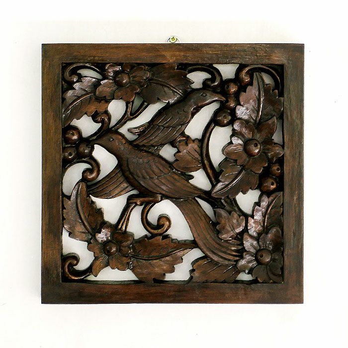 バードモチーフのウッドレリーフ[12220]【アジアン雑貨のアジア...