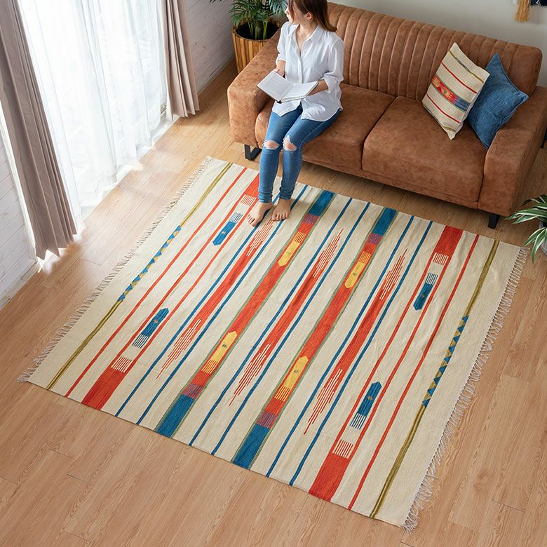 キリムラグ コットン[Mサイズ]200×200cm[Aタイプ](31300)【 コットン