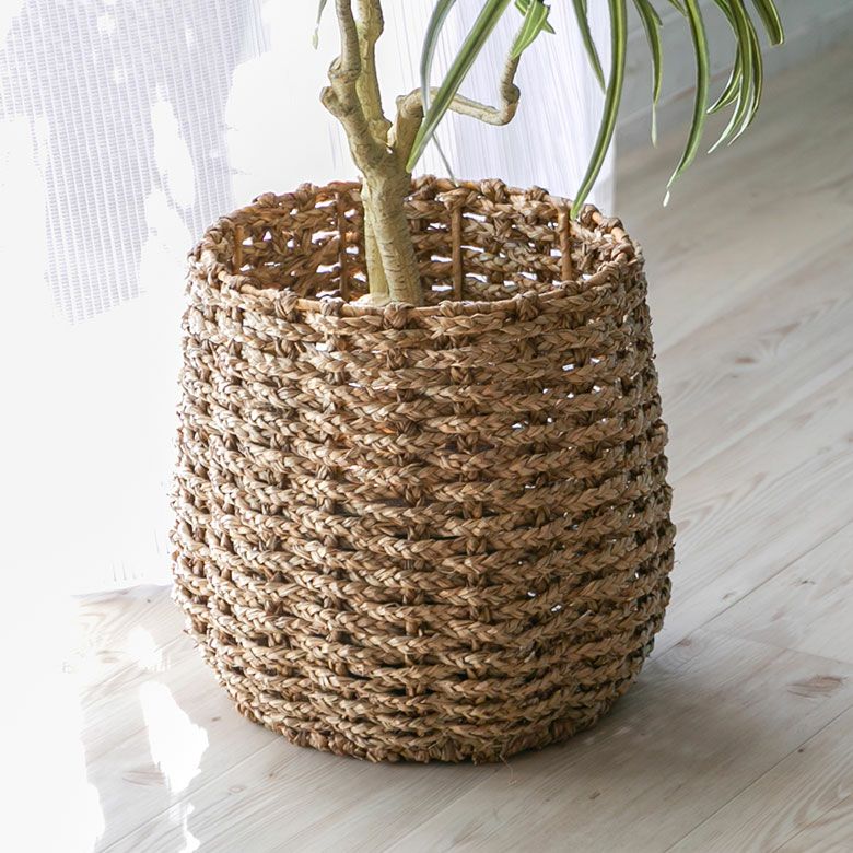 シーグラスで編まれたプランターカバー(Lサイズ)(vn51010) 【造...