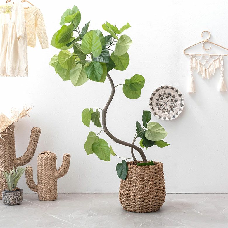 シーグラスで編まれたプランターカバー(Lサイズ)(vn51010) 【造花