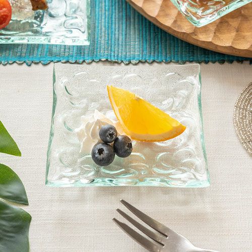 ガラスプレート プレート スクエア SSサイズ 約 W 10cm D 10cm H 1.5cm