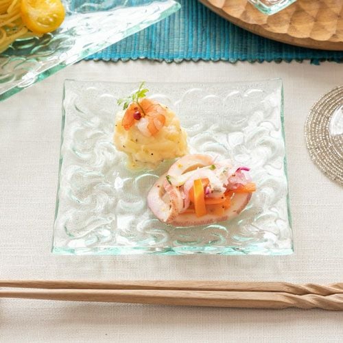 ガラスプレート プレート スクエア Sサイズ 約 W 13cm D 13cm H 1.5cm