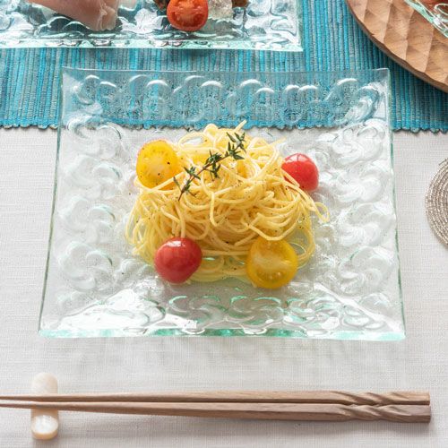 ガラスプレート プレート スクエア Lサイズ 約 W 19.5cm D 19.5cm H