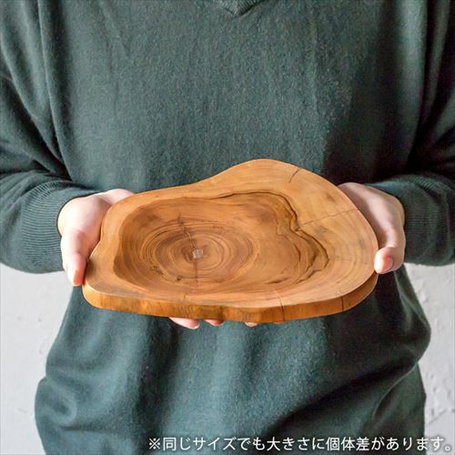 チークウッドの輪切りステージトレイ (L-約1.5cm)[約20.0x1.5cm