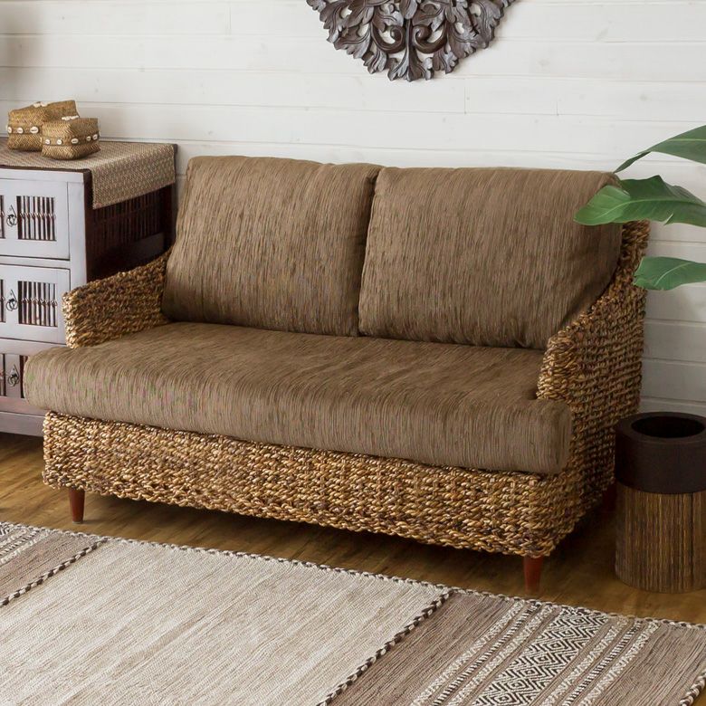 アバカ素材でできたロータイプの2人掛けソファ(91089)【アジアン...