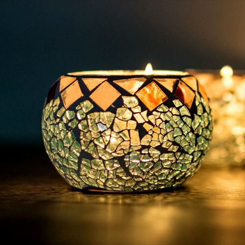 モザイクガラスのキャンドルホルダー(66020)【ろうそく立て ロウソク