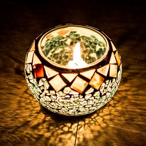 モザイクガラスのキャンドルホルダー(66020)【ろうそく立て ロウソク