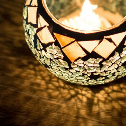 モザイクガラスのキャンドルホルダー(66020)【ろうそく立て ロウソク