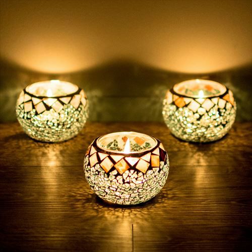 モザイクガラスのキャンドルホルダー(66020)【ろうそく立て ロウソク