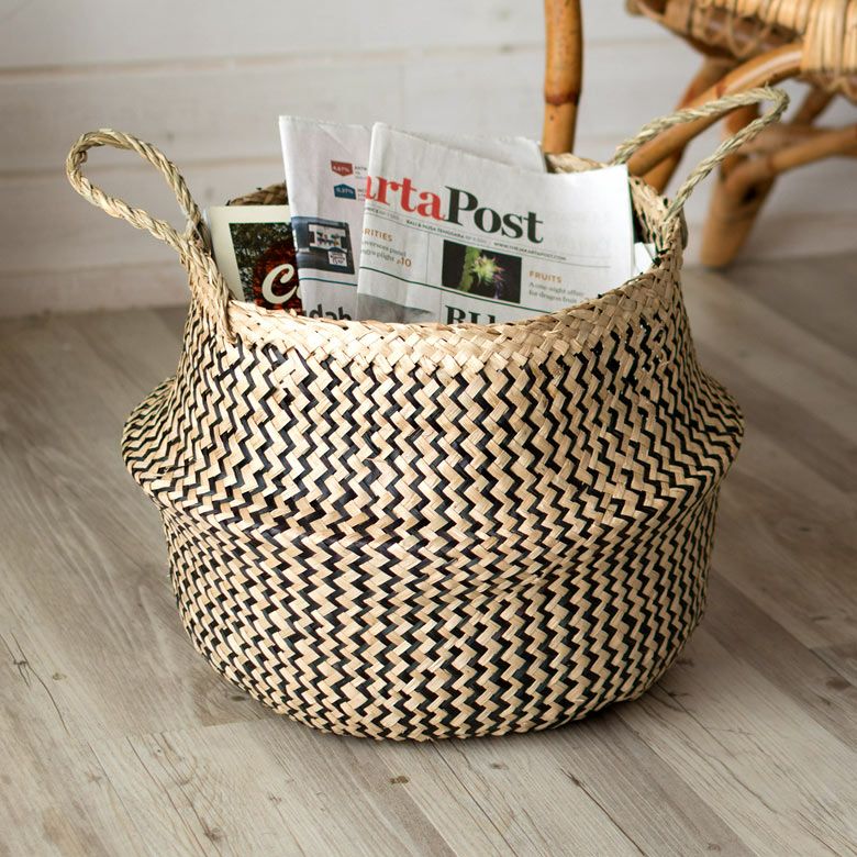 かご バスケット 収納 シーグラス製 折り畳み 2ウェイ[vk51211]【 北欧