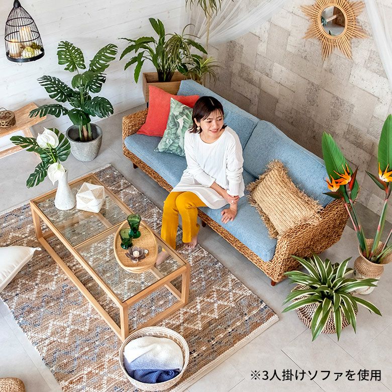 洗えるファブリックの2人掛けソファ専用替えカバー 萩原 [96010]