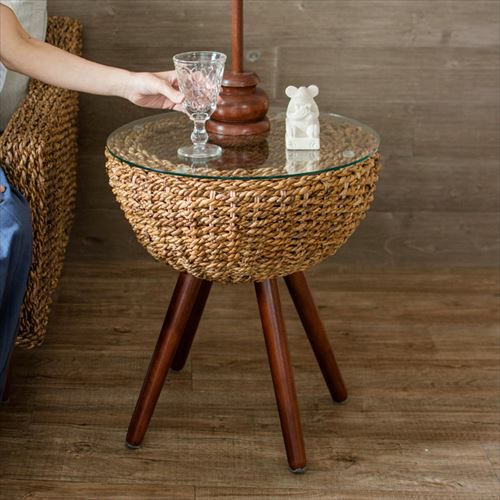 センターテーブル ガラス 木製 引出し付き ホワイト [91406