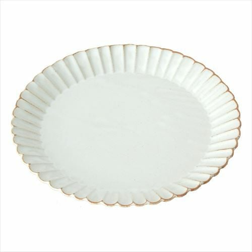 菊皿 24.5cm 大皿 陶器製 プレート皿 お皿 [92080-gy 92080-nv 92080